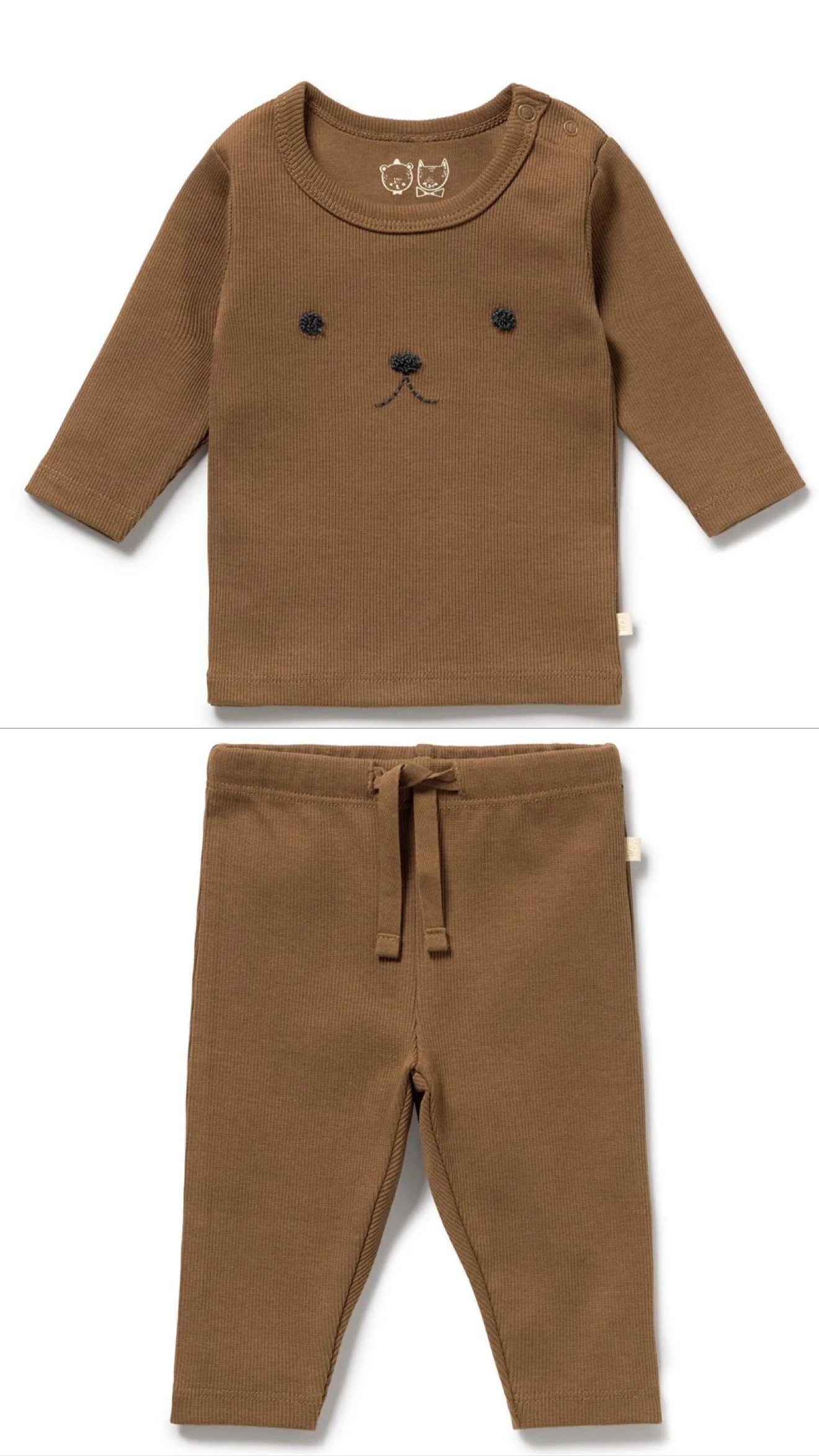 Wilson & Frenchy Organic Rib Top and Legging set in Nutmeg
