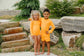 Current Tyed "Brights" Neon Orange Ruffle Rashguard Suit