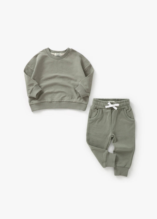 Mila & Co. Sweatshirt & Jogger Set in Basil