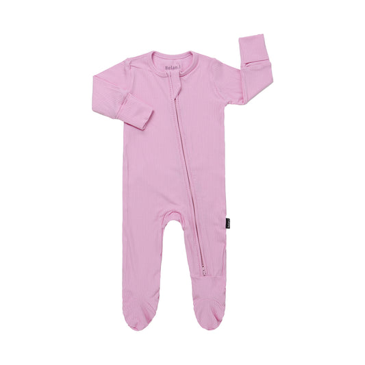 Belan J Bamboo Ribbed Footed Sleeper in Pastel Orchid