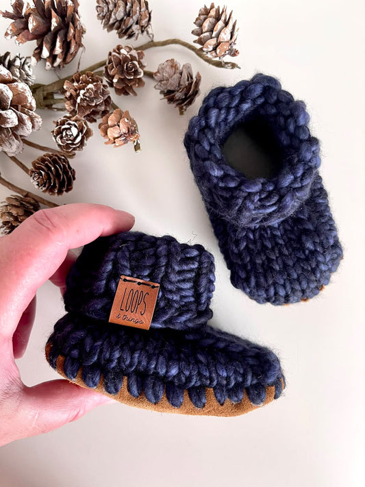 Loops & Things Luxury Merino Wool “Prairie Knit” Handmade Booties