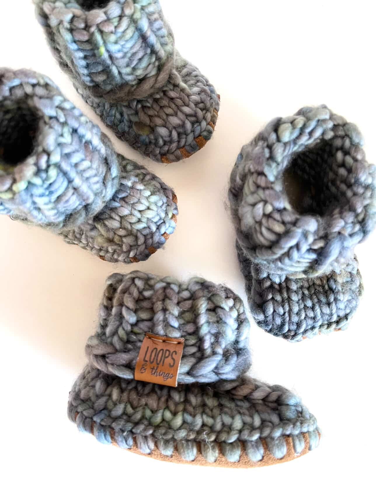 Loops & Things Luxury Merino Wool “Prairie Knit” Handmade Booties