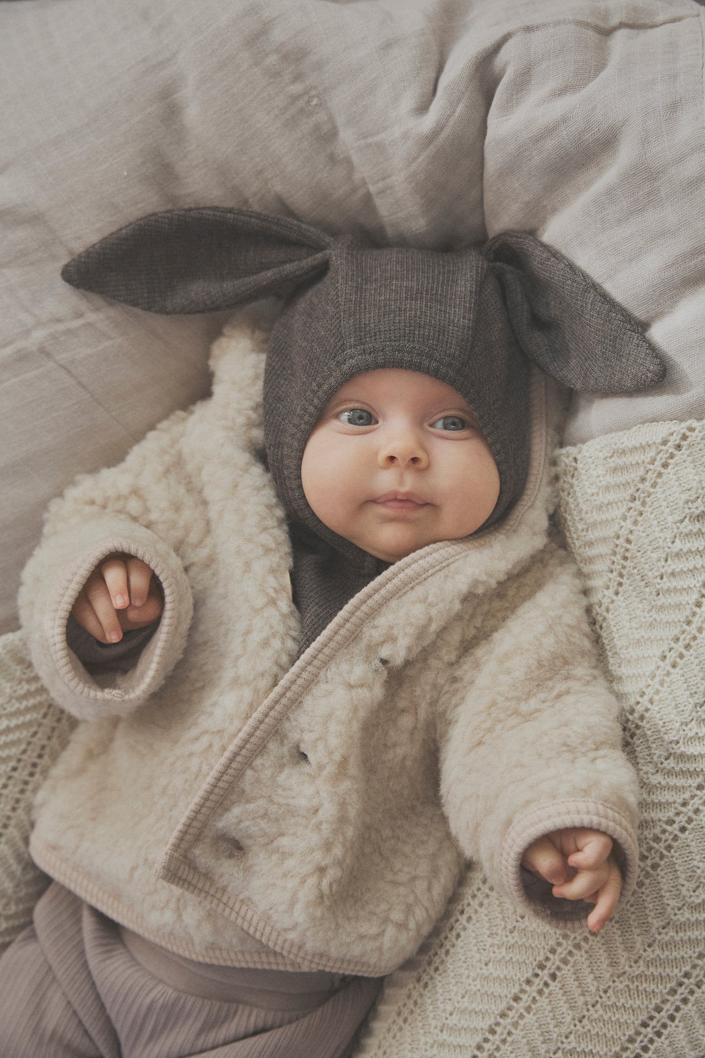 Huttelihut Wool Ribbed Balaclava in Brown Melange