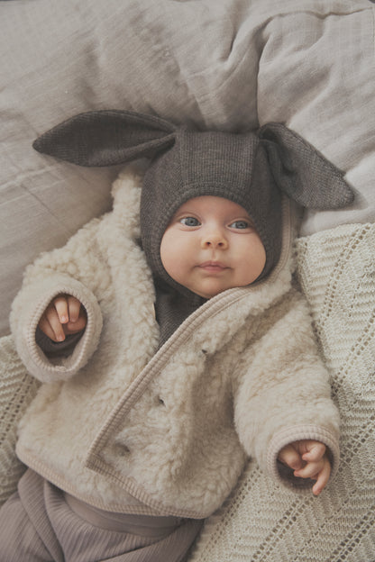 Huttelihut Wool Ribbed Balaclava in Brown Melange