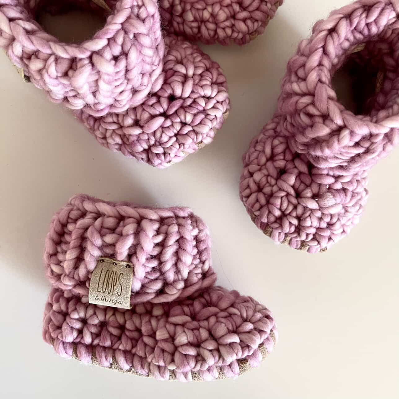Loops & Things Luxury Merino Wool “Prairie Knit” Handmade Booties