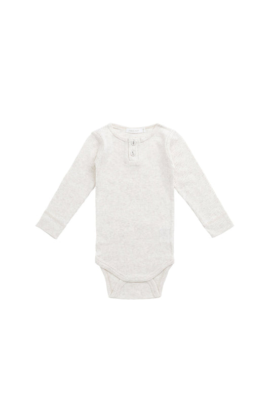 Jamie Kay Organic Cotton Modal Long Sleeve Bodysuit in Oatmeal Marle