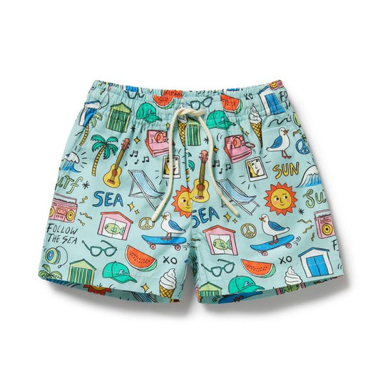 Wilson and Frenchy Swim Board Short in Sun, Surf & Sea