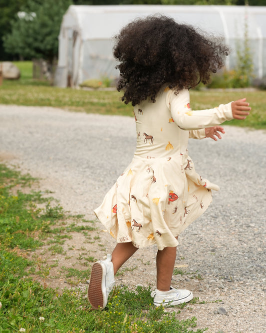Belan J Long Sleeve Twirl Dress in Hay Neighbour