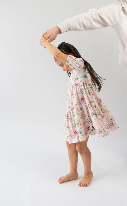 Belan J Short Sleeve Teired Dress in Floral Bliss