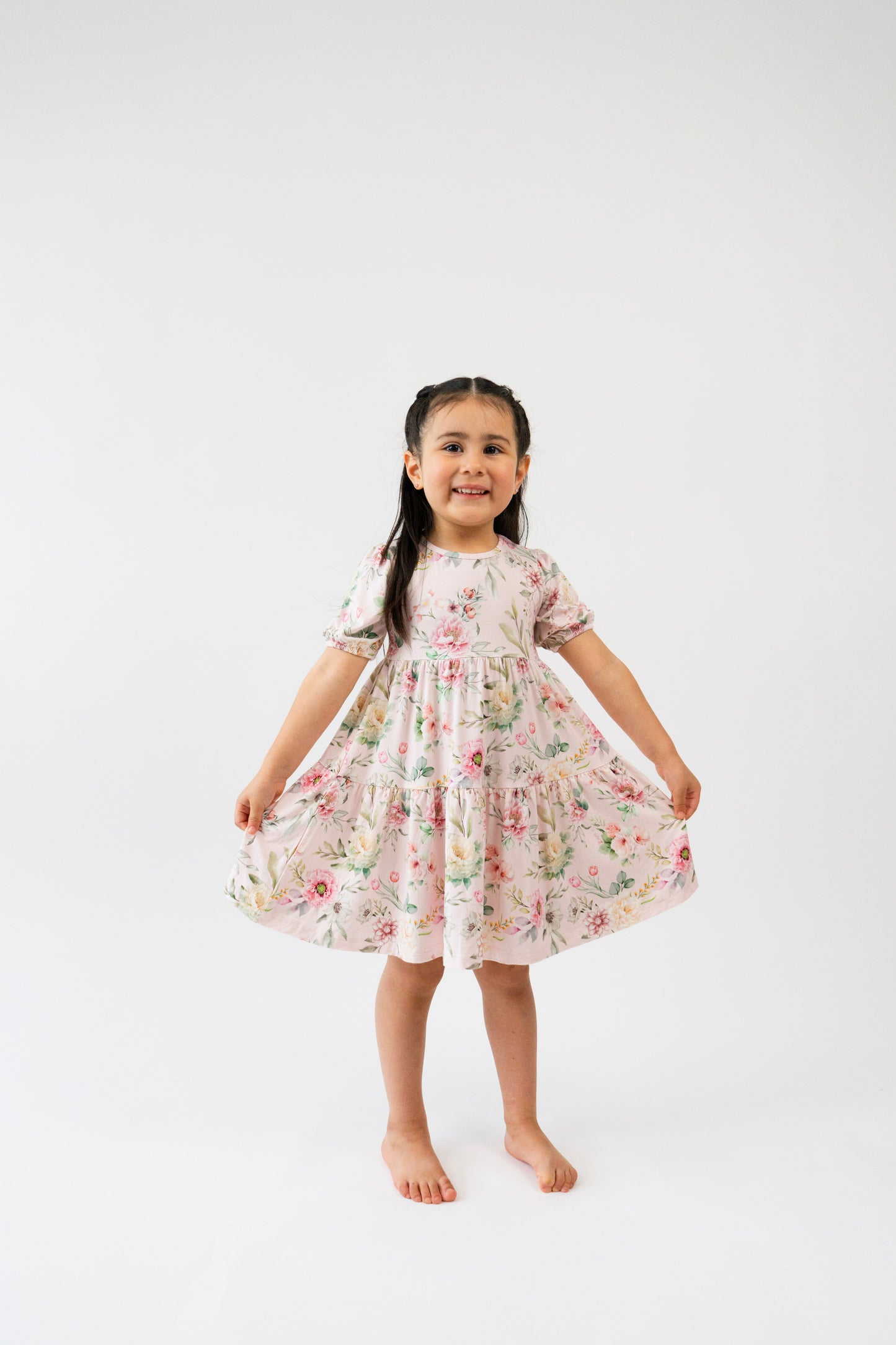 Belan J Short Sleeve Teired Dress in Floral Bliss