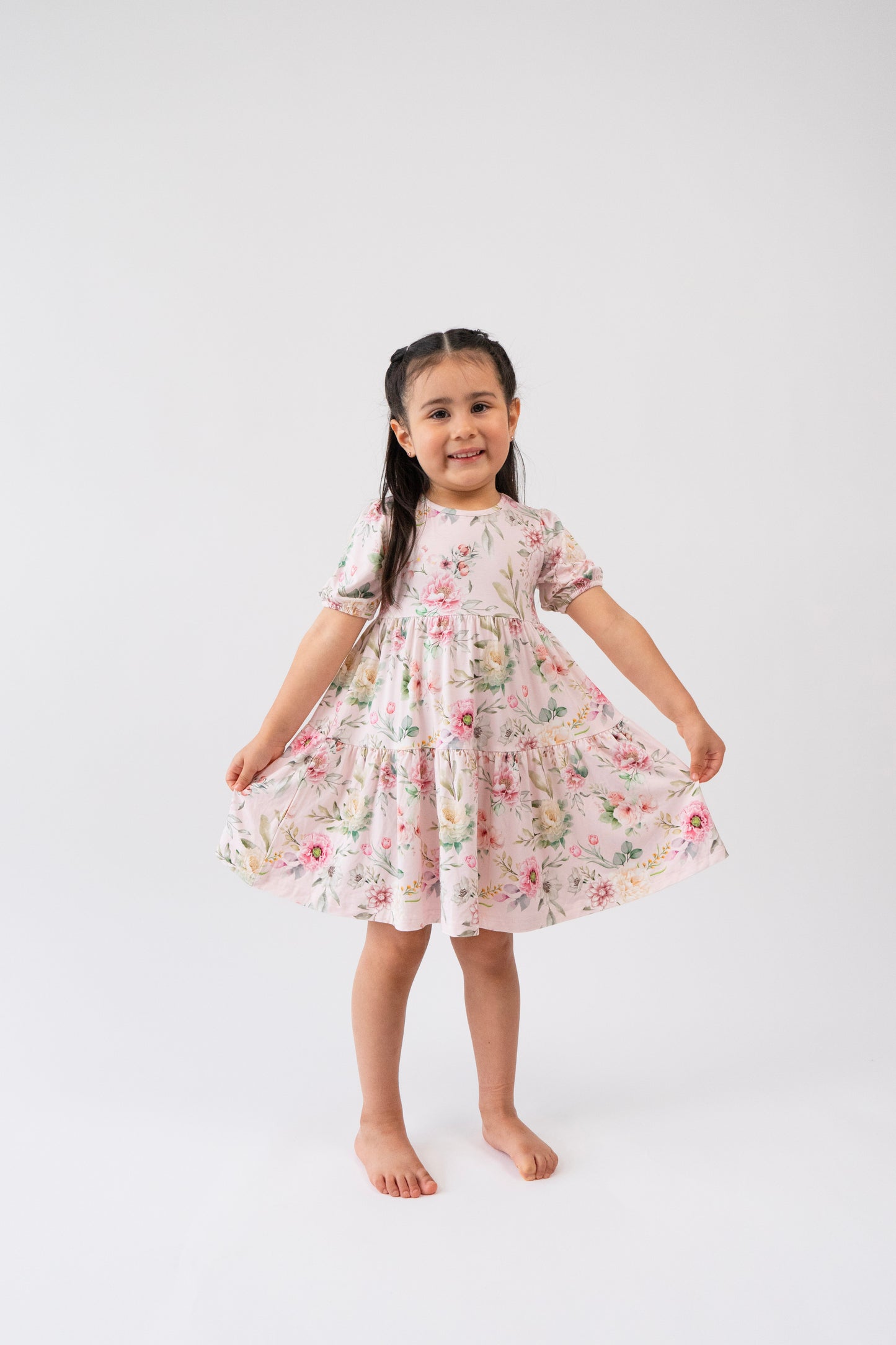 Belan J Short Sleeve Teired Dress in Floral Bliss