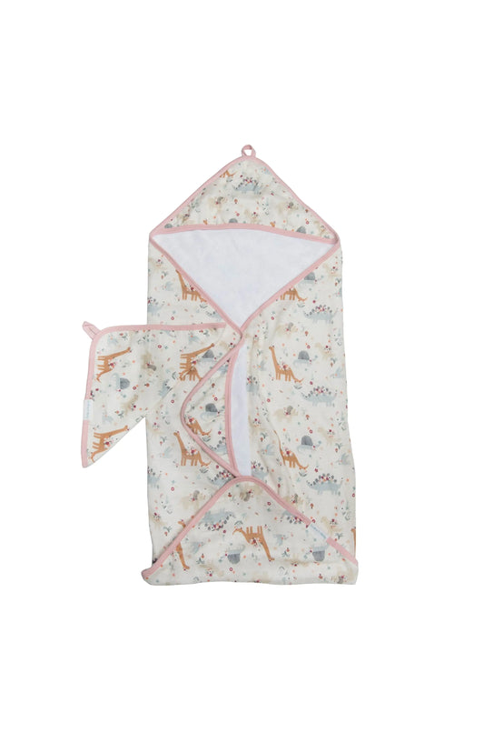 LouLou Lollipop Muslin Cotton Hooded Towel Set in Baby Dino-mite