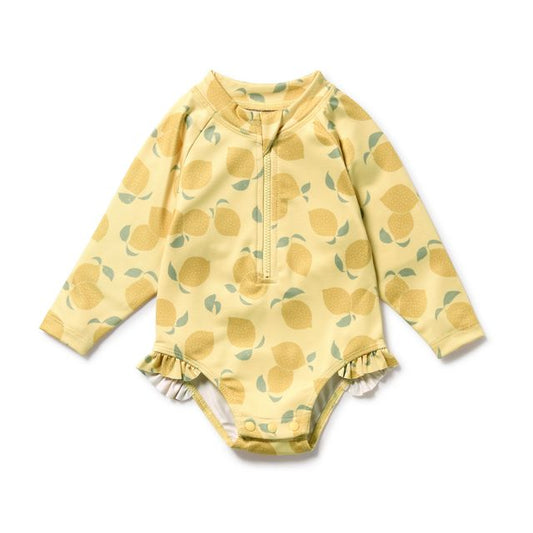 Wilson and Frenchy Long Sleeve Swimsuit in Lemon Drop