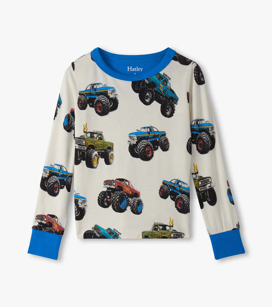 Hatley Bamboo Pajama Set in Mega Monster Trucks