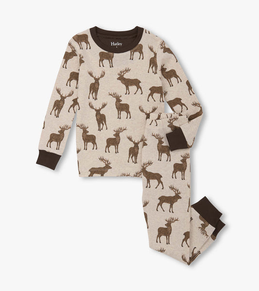 Hatley Cotton Pajama Set in Pine Brush Stags