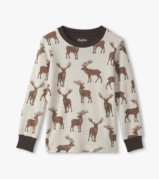 Hatley Cotton Pajama Set in Pine Brush Stags