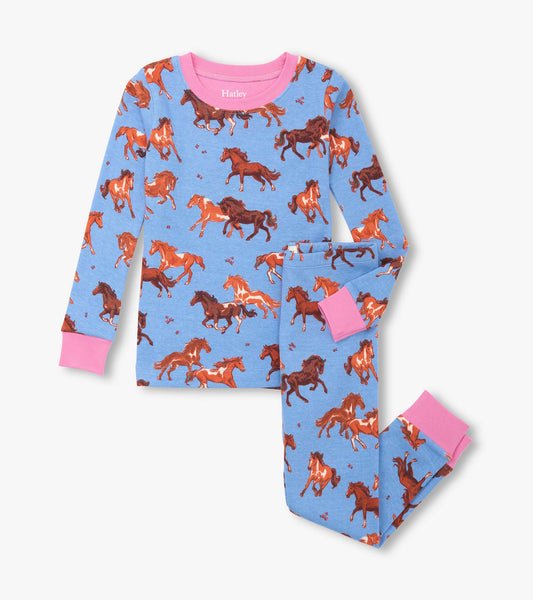 Hatley Cotton Pajama Set in Tinsel Horses