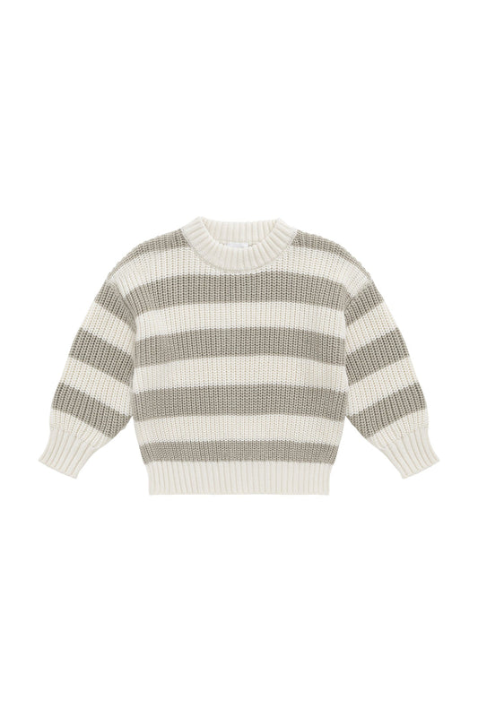 Jamie Kay Johan Knit Jumper in Wide Knit Stripe Cloud/Raindance