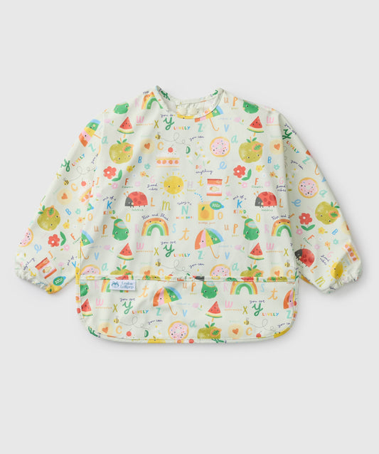 LouLou Lollipop Long Sleeve Bib in Alphabet Smiles