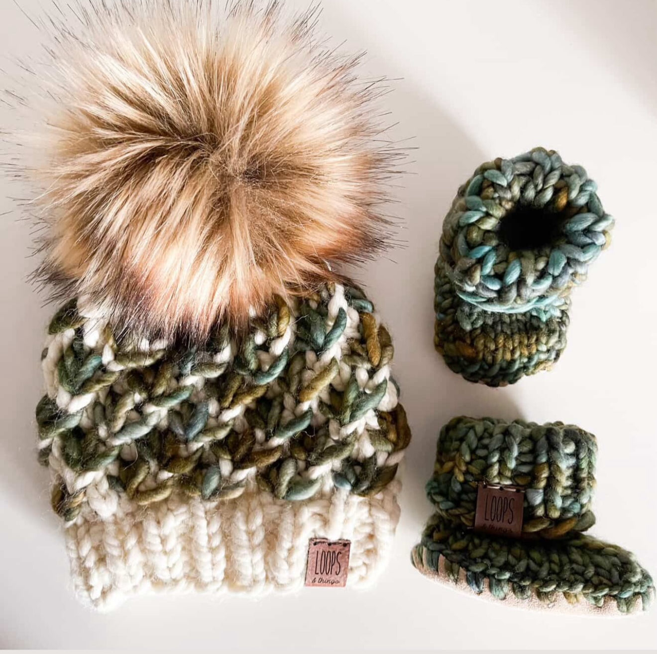 Loops & Things Luxury Merino Wool “Prairie Knit” Handmade Booties