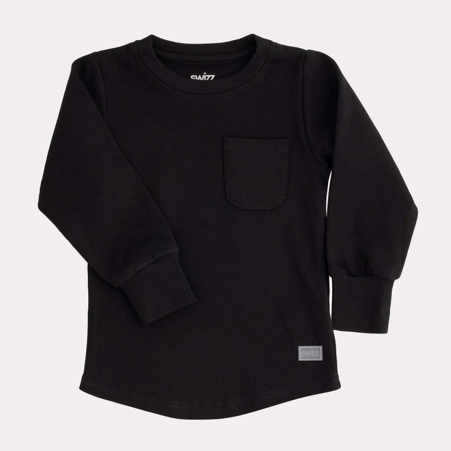 Swizz the Label Long Sleeve Pocket Shirt in Black