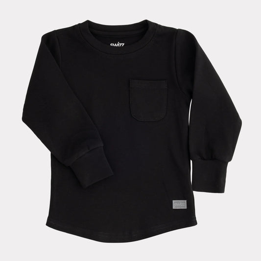 Swizz the Label Long Sleeve Pocket Shirt in Black