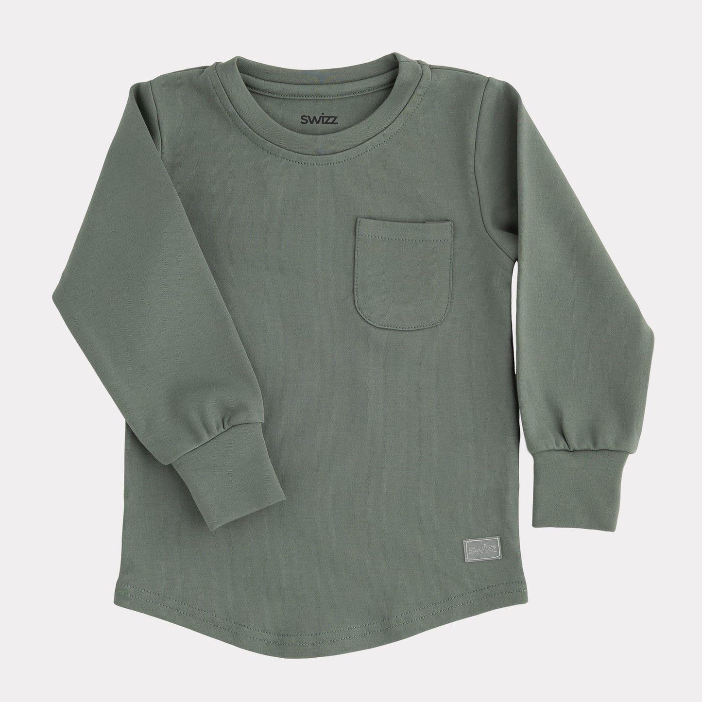 Swizz the Label Long Sleeve Pocket Shirt in Thyme