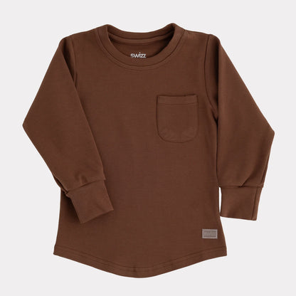 Swizz the Label Long Sleeve Pocket Shirt in Walnut