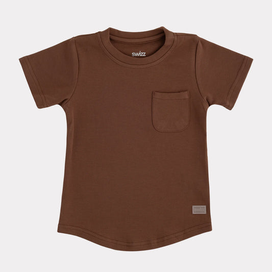 Swizz the Label Pocket Tee in Walnut