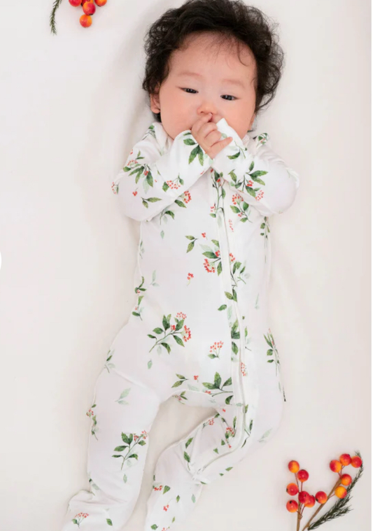 Belan J Bamboo Footed Sleeper in Holly Berry