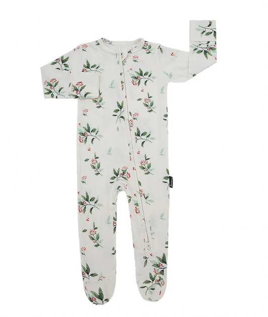 Belan J Bamboo Footed Sleeper in Holly Berry