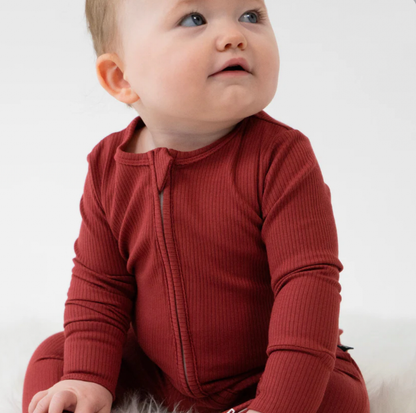 Belan J Ribbed Foldover Cuff Footless Bamboo Sleeper in Burgundy