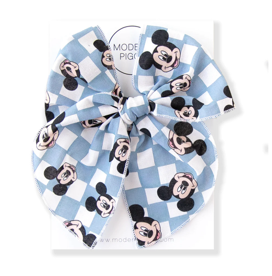 Modern Piggy Large Party Bow in Blue Mickey