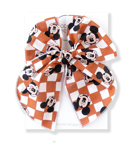Modern Piggy Large Party Bow in Rust Mickey
