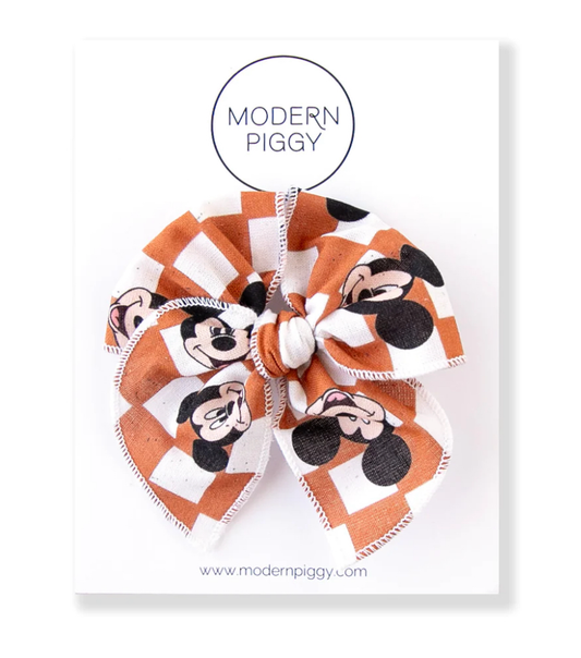 Modern Piggy Petit Party Bow in Rust Mickey