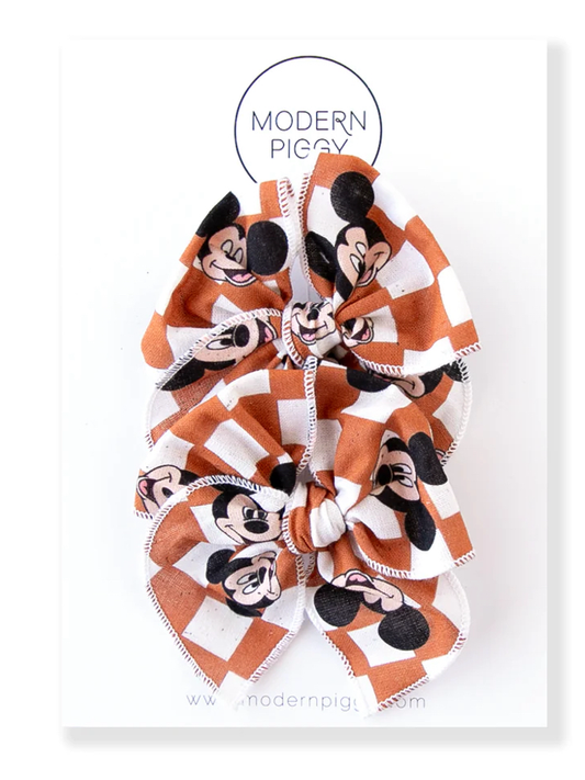 Modern Piggy Petit Pigtail Clip Set in Rust Mickey