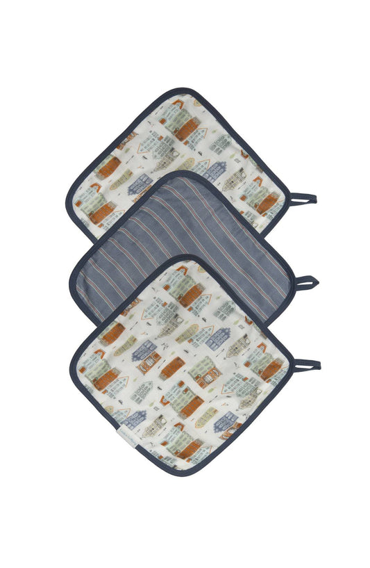 Muslin Cotton 3 Piece Washcloth Set in Home Sweet Home