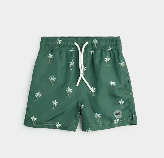 Miles the Label Swim Trunk - Palm Tree on Forest