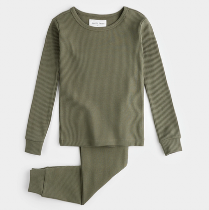 Petit Lem 2 Piece Ribbed Modal Pj Set in Sage