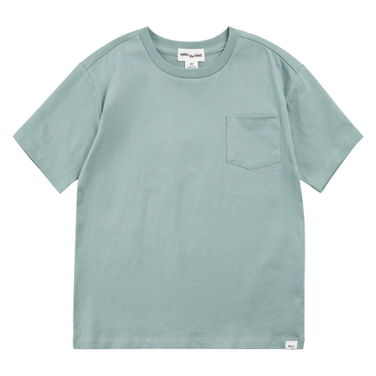 Miles the Label Cotton Pocket Tee in Aqua