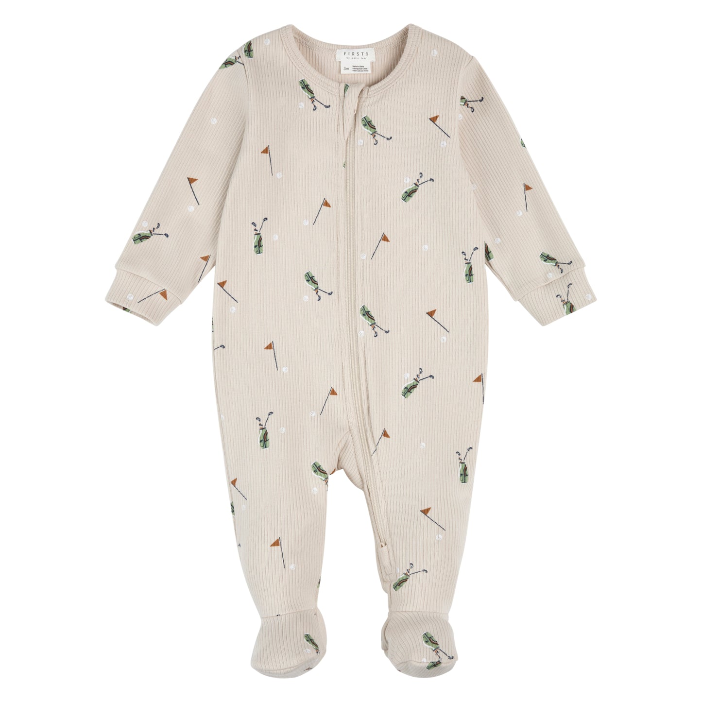 Petit Lem Footed Ribbed Sleeper in Golfers on Oatmeal