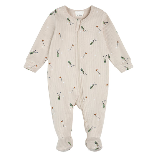 Petit Lem Footed Ribbed Sleeper in Golfers on Oatmeal