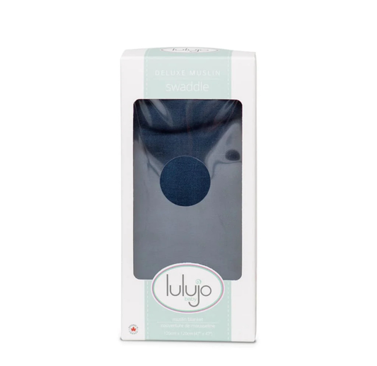 Lulujo Deluxe Muslin Swaddle in Navy