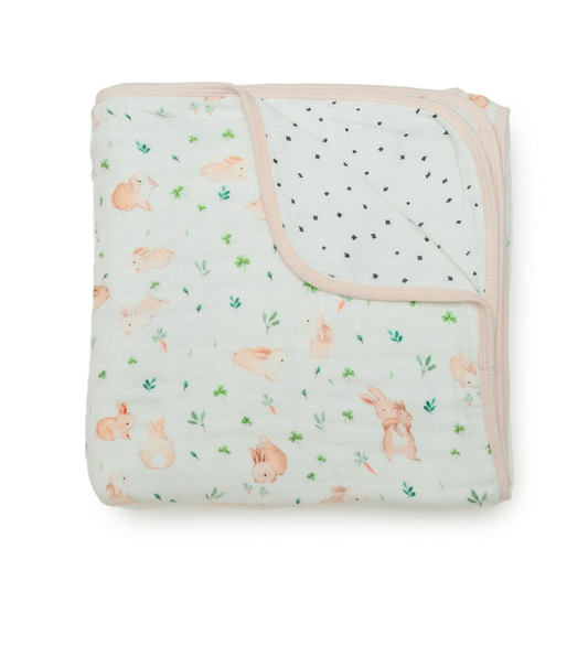 LouLou Lollipop Muslin Quilted Blanket in Bunny Meadow