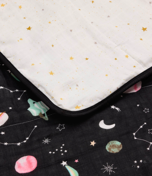 LouLou Lollipop Muslin Quilted Blanket in Planets