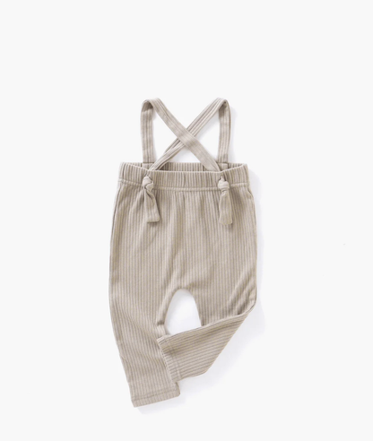Mila & Co. Ribbed suspender pant in Mushroom