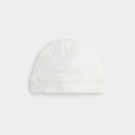 Petit Lem Pointelle Hat in White