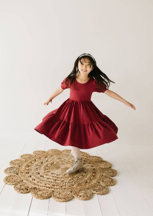 Ollie Jay Puff Dress in Cranberry