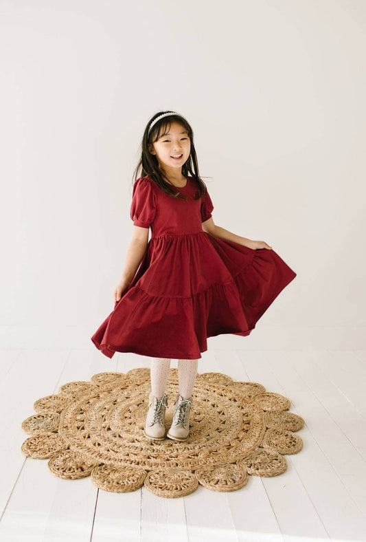 Ollie Jay Puff Dress in Cranberry