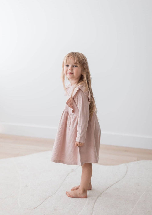Mila & Co. Ribbed Flutter Dress in Blush